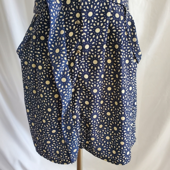 VEEKO Sleveless Midi Patterned Navy Blue Dress Size M - Picture 3 of 13